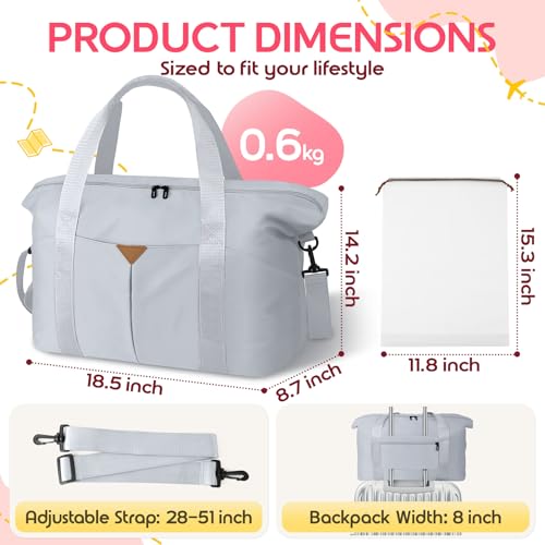 Duffle Bag for Travel with Trolley Sleeve, Gym Bag, Grey - color: Grey