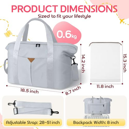 Duffle Bag for Travel with Trolley Sleeve, Gym Bag, Grey - color: Grey