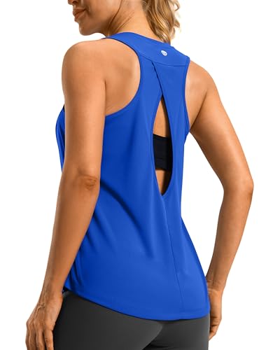 G Gradual Women's Workout Tops Open Back Athletic Tank Tops Running Shirts - color: Blue, size: X-Small