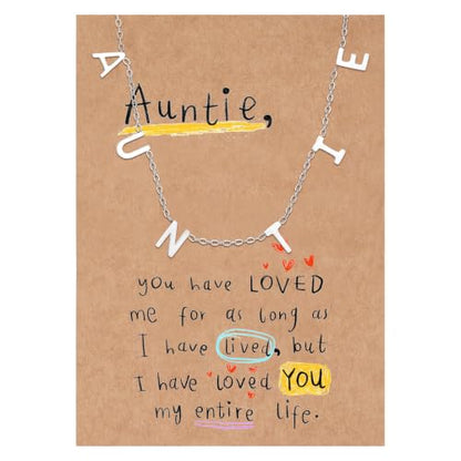 SKQIR Mama Necklaces for Women with Message Card - color: Silver AUNTIE