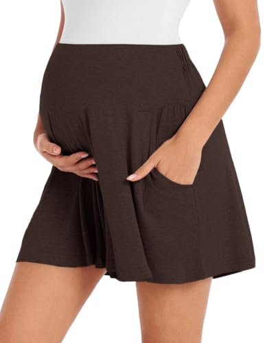 Viscose from Bamboo Maternity Loose Flowy Lounge Shorts - color: Coffee, size: X-Large