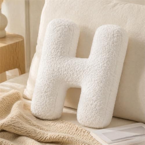 Letter Plush Pillow, Letter Hugging Throw Pillows, Decorative Initial Letter Shaped Throw Pillows for Bed Couch, Letter Pillows English Alphabet A to Z for Sofa Bedroom Living Room Decor (H) - color: H