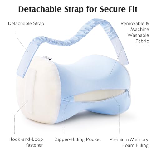 YFONG Knee Pillow for Side Sleepers, Memory Foam Leg Pillow, Blue - color: Blue