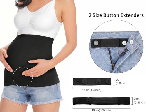 Rheane Pregnancy Belly Band Maternity Clothes (Black+Grey 1) - color: E. Black+Grey, size: 1