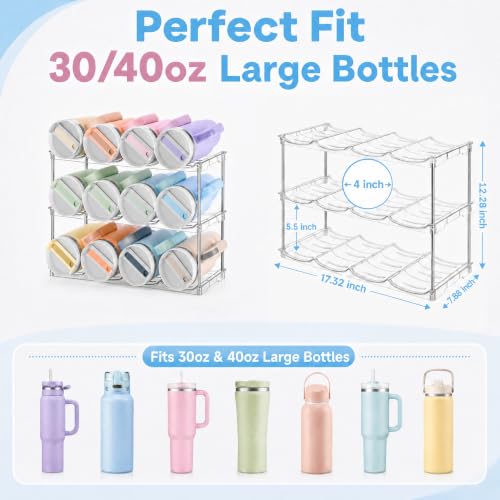 Stackable Water Bottle Organizer for Cabinet for Stanley 40 oz Tumbler - size: 3 Pack