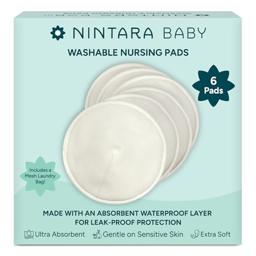 Nintara Baby Reusable Nursing Pads – Pack of 6 with Laundry Bag - size: Pack of 6