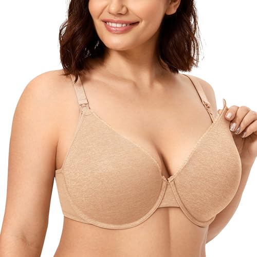 CALVENA Women's Lightly Padded Nursing Bra - color: Oatmeal Heather, size: 34D