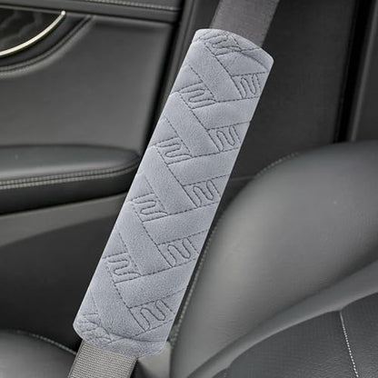 Amooca 2-Pack Braid Pattern Seat Belt Covers Shoulder Pads for Car & Bag - color: Light Grey
