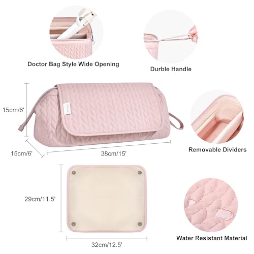 KarSyon Hair Tools Travel Bag with Hot Tool Mat 2 in 1 Organizer Bags - color: Pink