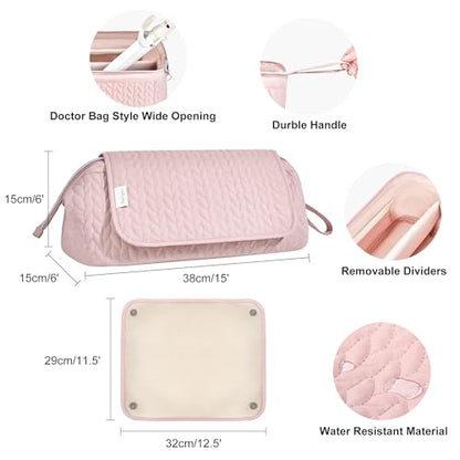KarSyon Hair Tools Travel Bag with Hot Tool Mat 2 in 1 Organizer Bags - color: Pink