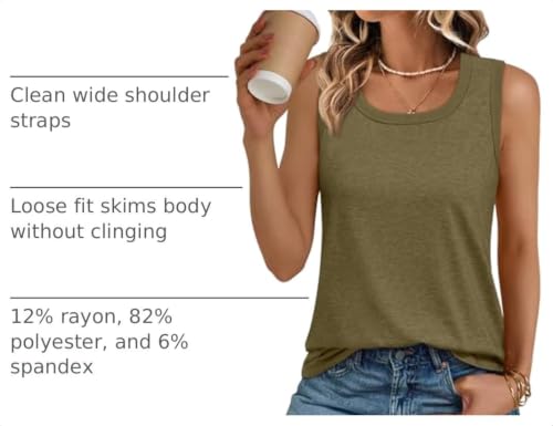 AUTOMET Women's Square Neck Tank Top - color: Army Green, size: X-Large