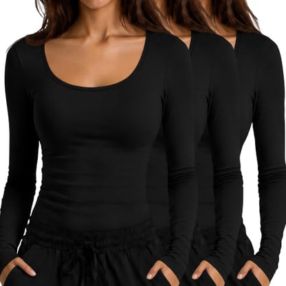 Neer 3 Pack Womens Underscrubs Long Sleeve Shirts for Nurse - color: Black, size: X-Small
