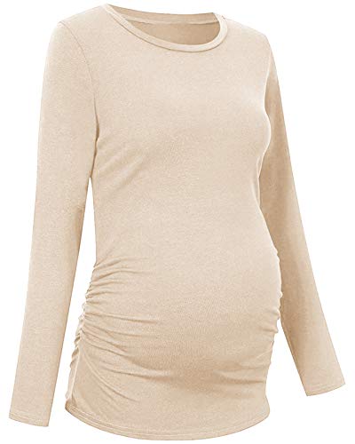 Chuanqi Womens Maternity Shirt Fall Long Sleeve T-Shirts Pregnancy Clothes - color: A-apricot, size: Medium