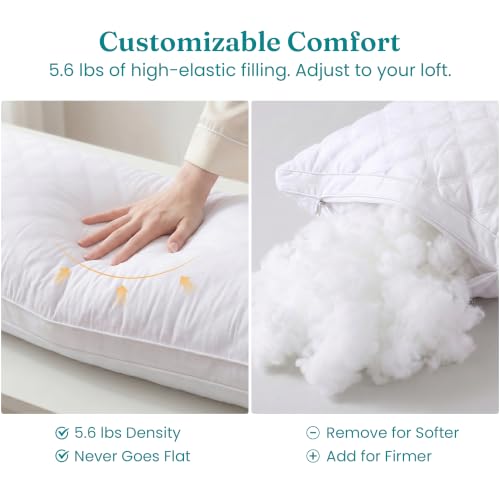 Oubonun Full Body Pillow for Side Sleeper, Adjustable Firm Long Bed Pillow - color: White-white Side