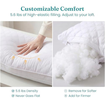 Oubonun Full Body Pillow for Side Sleeper, Adjustable Firm Long Bed Pillow - color: White-white Side