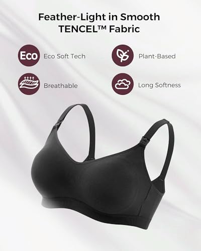 Momcozy Hands-Free Pumping Bra, Breathable Tencel™ Fabric Breast Pump Bra - color: Black, size: Medium