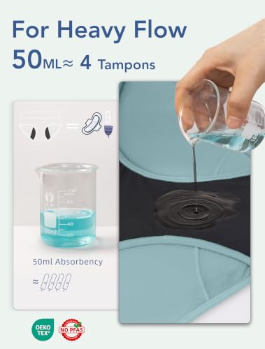TIICHOO Period Underwear for Women High Waist Womens Incontinence Underwear - color: 1 Black/1 Light Grey/1 Burgundy/1 Rose Gold/1 Turquoise Green, size: Medium