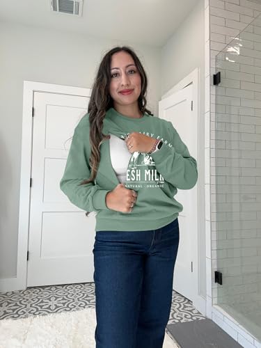 UNIQUEONE Women Nursing Sweatshirts for Breastfeeding - Friendly Zipper Maternity Sweater Long Sleeve Mama Pullover Tops - color: A-green, size: Medium