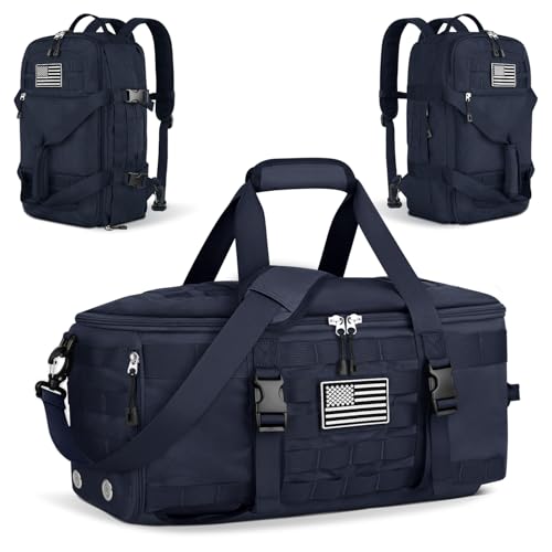 Gym Bags for Men, Military Travel Duffle Bag with Shoe Compartment - color: Blue, size: Medium