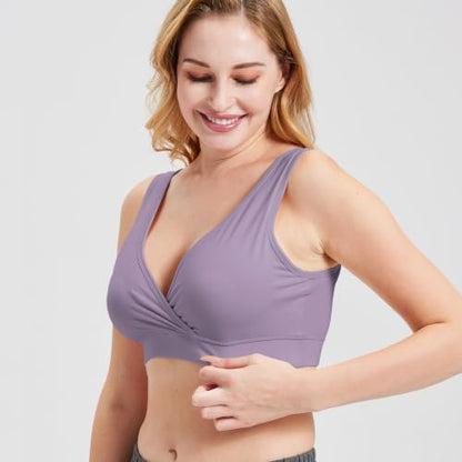 netdraw Women's Bamboo Viscose Nursing Sleep Bra - color: Lavender, size: Medium