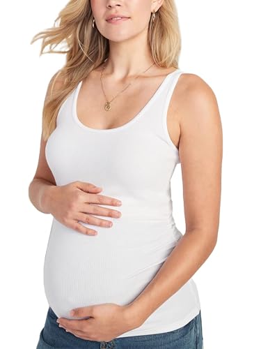 Liu & Qu 3 Pack Maternity Tank Tops, Ribbed Stretch, Ruched Side - color: Black Jack/Heathered Gray/Bright White, size: Medium