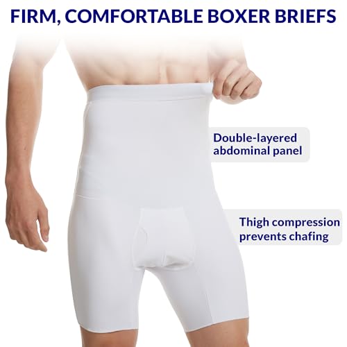 The Natural Posture Men's Tummy Control Compression Shorts - Slimming Boxer Briefs – Lightweight Stomach Shapewear - color: White, size: Large