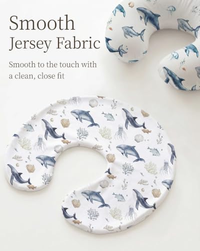 Nursing Pillow Covers 2 Pack, Stretchy Breastfeeding Pillow Covers for Baby - color: Aquatic Adventures