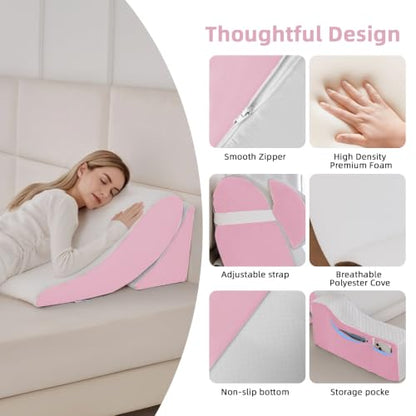Wedge Pillow Set for After Surgery,White/Pink,9PCS-23.2" - color: White/Pink, size: 9PCS-23.2''