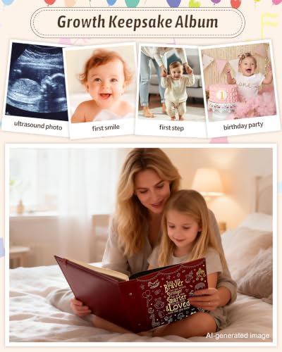 Leather Baby Scrapbook Album, Baby Memory Keepsake for New Moms & Dads - color: Brown