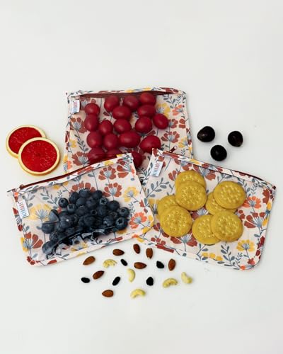ALVA 3pcs Mess-Proof Travel Pouches,TSA Approved Toiletry Bag,Makeup Bag - color: Flower