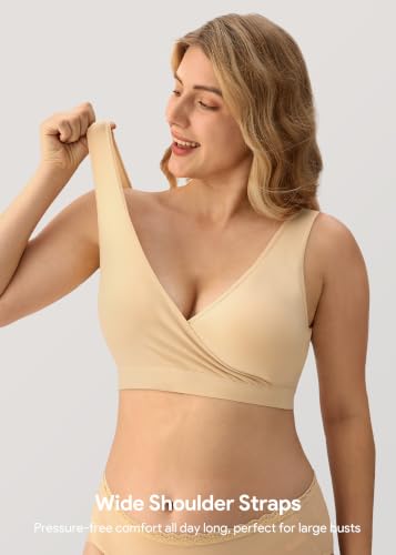 HBselect Maternity Nursing Sleep Bra for Breastfeeding Wireless Bralette - color: Black/Blue/Gray/White/Beige, size: Medium