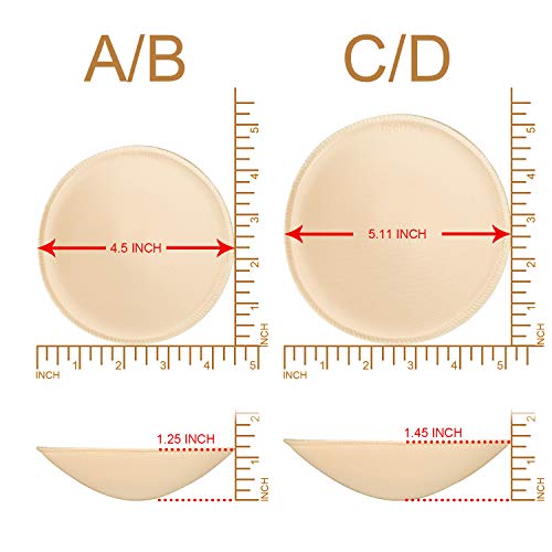 3 pairs Round Soft Bra Inserts Pads Removable Sport Bra Cups inserts Mastectomy Bra Inserts For Bikini Top Swimsuit - color: A/B Beige