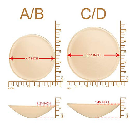 3 pairs Round Soft Bra Inserts Pads Removable Sport Bra Cups inserts Mastectomy Bra Inserts For Bikini Top Swimsuit - color: A/B Beige