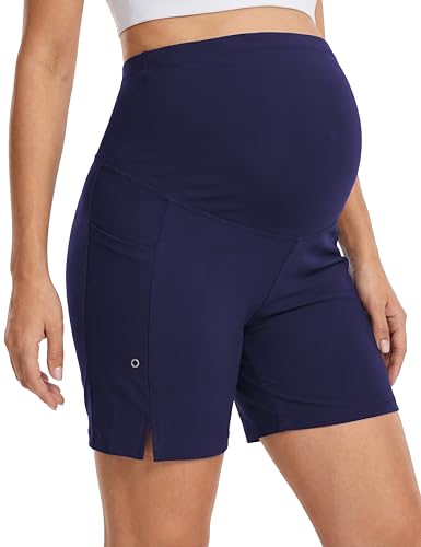 Maternity Swim Board Shorts Over The Belly - color: Navy Blue, size: Large