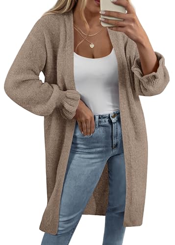 KIRUNDO Long Cardigans for Women Oversized Open Front Coats - color: Caramel, size: Medium