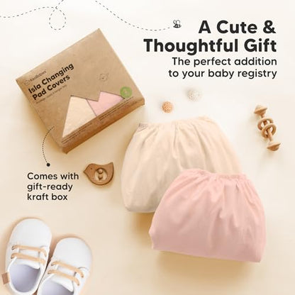 2-Pack Baby Changing Pad Cover for Girl, Boy, 34x18 (Cameo) - color: Cameo, size: Viscose derived from Bamboo