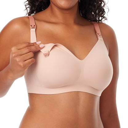 Momcozy Nursing Bra 3.0 Jelly Strip Lift Supprt Seamless Maternity Bra - color: Peach Rose, size: Medium Plus