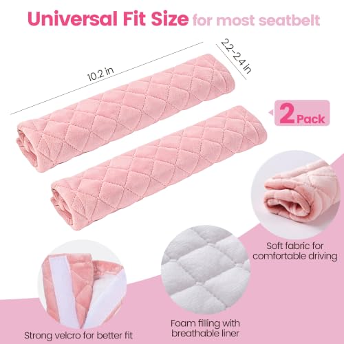 Amooca 2 Pack Seat Belt Covers Soft Shoulder Pad for Cars & Backpack - color: Dirty Pink