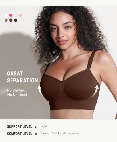 FeelinGirl Bras for Women Comfy Seamless Wireless Bralettes - color: Dark Brown, size: 3X-Large