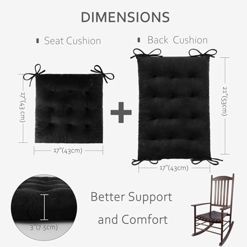 ELFJOY Rocking Chair Cushions Tufted High Back and Seat Cushion Black - color: Black