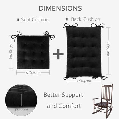 ELFJOY Rocking Chair Cushions Tufted High Back and Seat Cushion Black - color: Black
