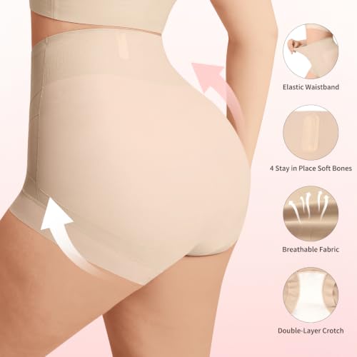 Shapewear Underwear High Waisted Tummy Control Panties for Women - color: Black+beige-2pack, size: Medium
