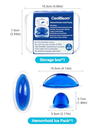CoolBloom 2PC Hemorrhoid Ice Pack, Gel Pad Pain & Swelling Relief Women Men
