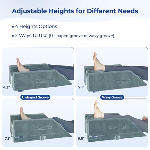 KingPavonini 4-Height Adjustable Leg Elevation Pillow, Single Leg, Grey - color: Grey, size: Single Leg (Upgraded)