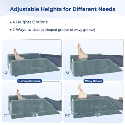 KingPavonini 4-Height Adjustable Leg Elevation Pillow, Single Leg, Grey - color: Grey, size: Single Leg (Upgraded)
