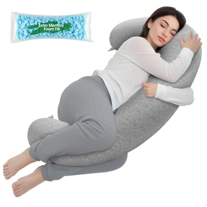 TranquilRelax C Shaped Body Pillow for Side Sleepers, Grey-47"*10" - color: Grey, size: 47*10 in