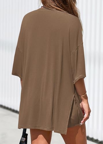 KIRUNDO 2 Piece Sets for Women Summer Lounge Sets Casual - color: Dark Khaki, size: X-Large