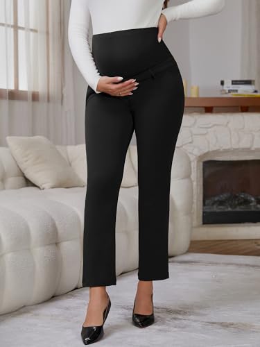 Maternity Work Pants Skinny Office Trousers - color: Black, size: X-Large