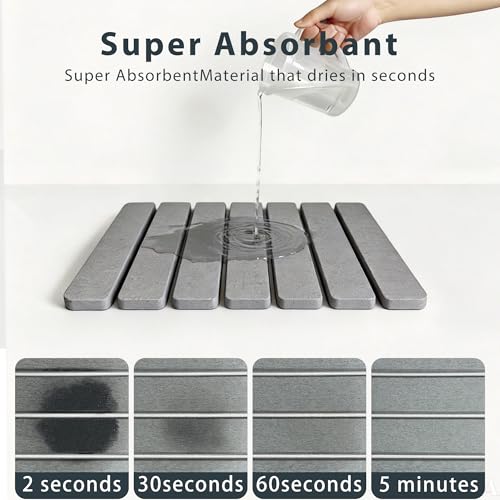 Stone Drying Mat of Kitchen Counter, Water Absorbent Diatomite Bath Mat - color: Dark Gray, size: 15.8" x 11.8"