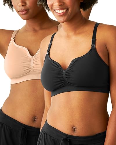 Kindred Bravely Tatum Maternity Nursing Bra, Seamless Bralette Set, 2 Pack - color: 2pk Black/Beige, size: 1X
